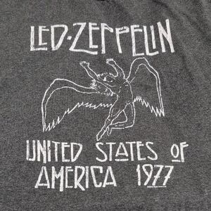 CYGNUS Mens Large Vintage Y2K 2003 Led Zeppelin USA 1977 Gray and White Shirt